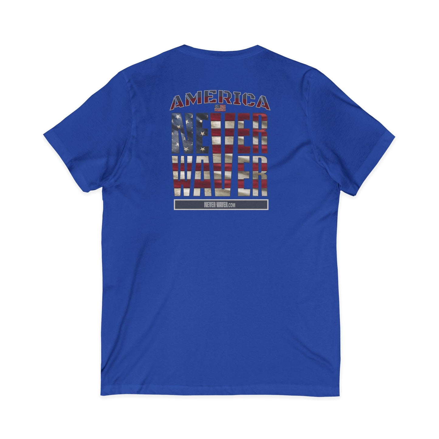 'America Never Wavers' Patriotic Shirt Unisex V-Neck Tee