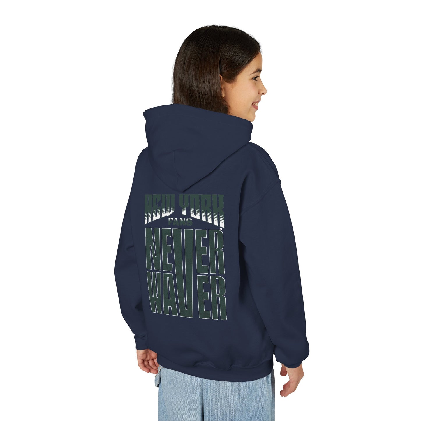 New York Fans Never Waver Youth Heavy Blend Hooded Sweatshirt