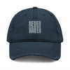 Distressed Dad Hat with 'Never Waver' Embroidery - Casual Style for Everyday Adventures by Printify