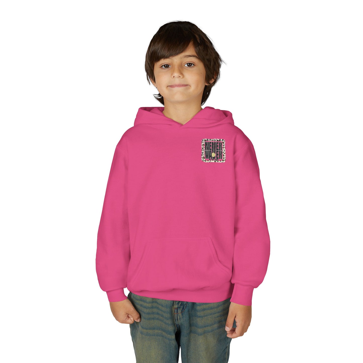 "NEVER WAVER Be The Light Design" Motivational Sweatshirt Youth Heavy Blend Hoodie