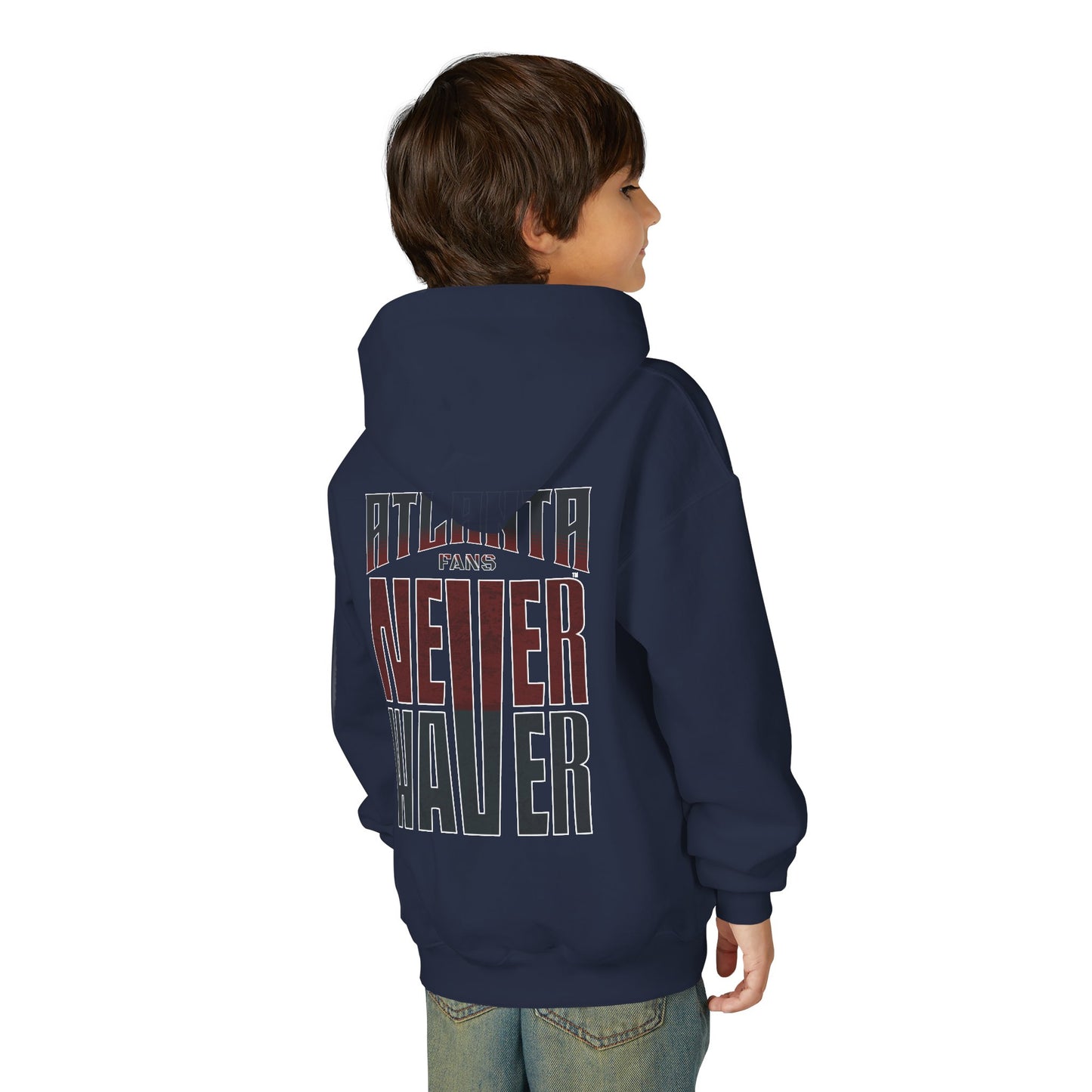 Atlanta Fans Never Waver Youth Heavy Blend Hooded Sweatshirt