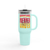 Kansas Fans Never Waver W-Leopard Football Insulated Travel Mug, 40oz