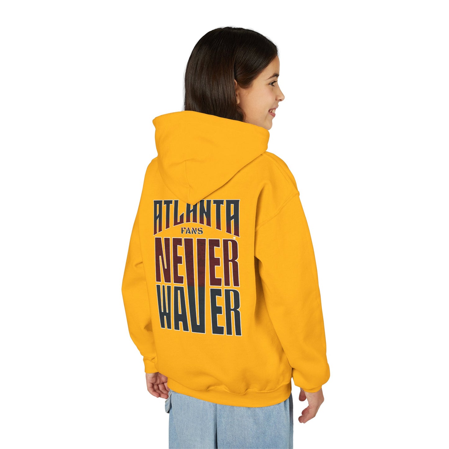 Atlanta Fans Never Waver Youth Heavy Blend Hooded Sweatshirt