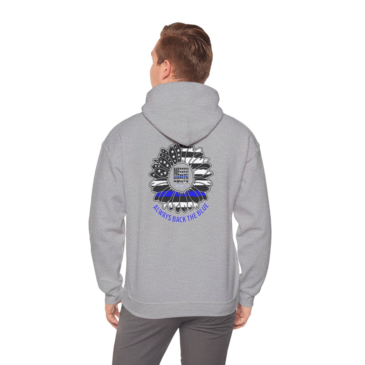 Never Waver Always Back the Blue Hooded Sweatshirt - Unisex Heavy Blend™