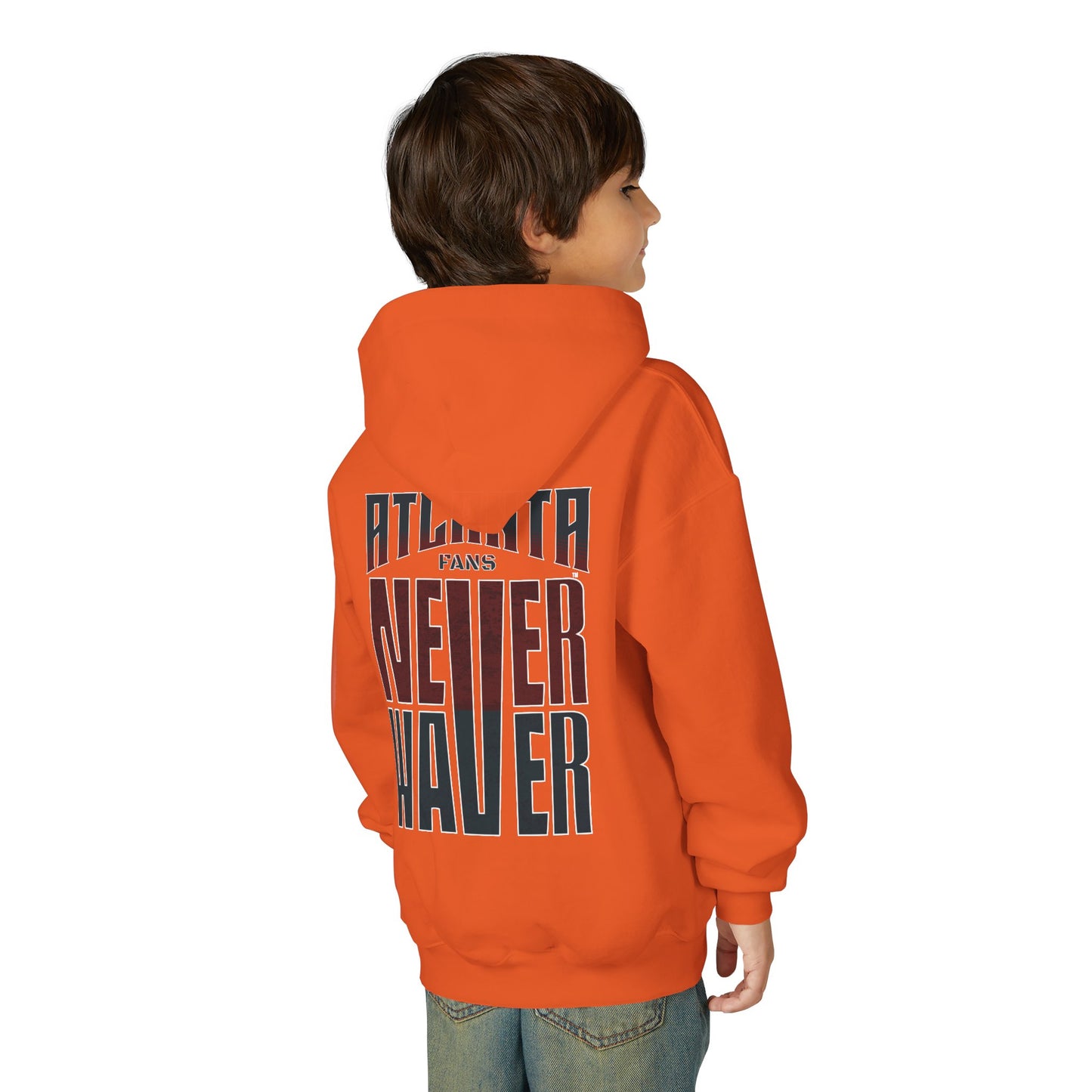 Atlanta Fans Never Waver Youth Heavy Blend Hooded Sweatshirt