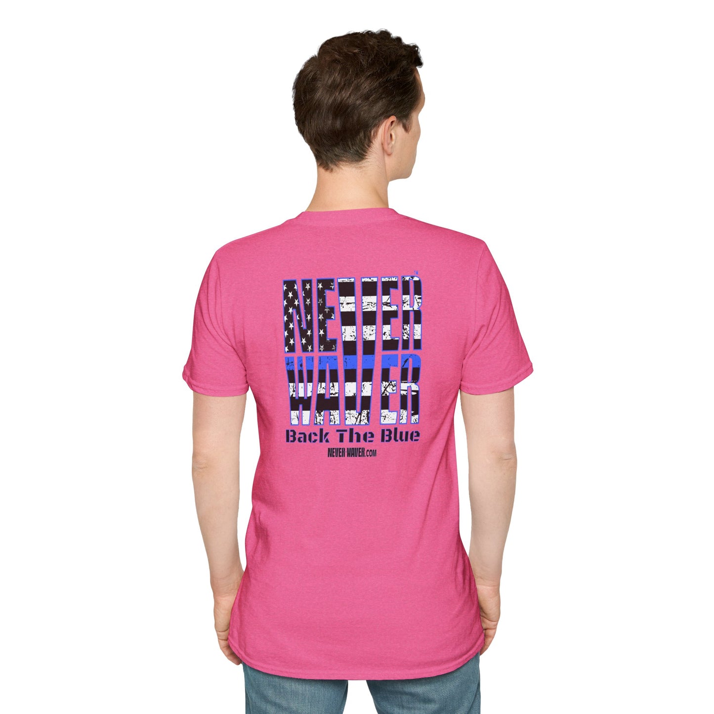 Never Waver Back The Blue  Unisex Softstyle T-Shirt