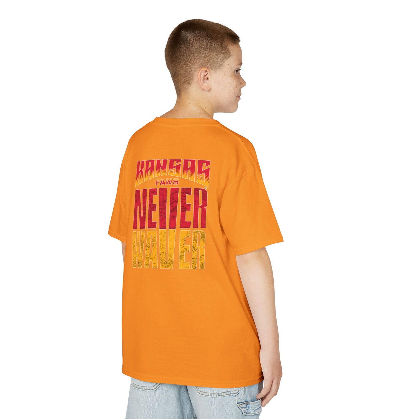 Kansas Fans Never Waver Kids Heavy Cotton™ Tee