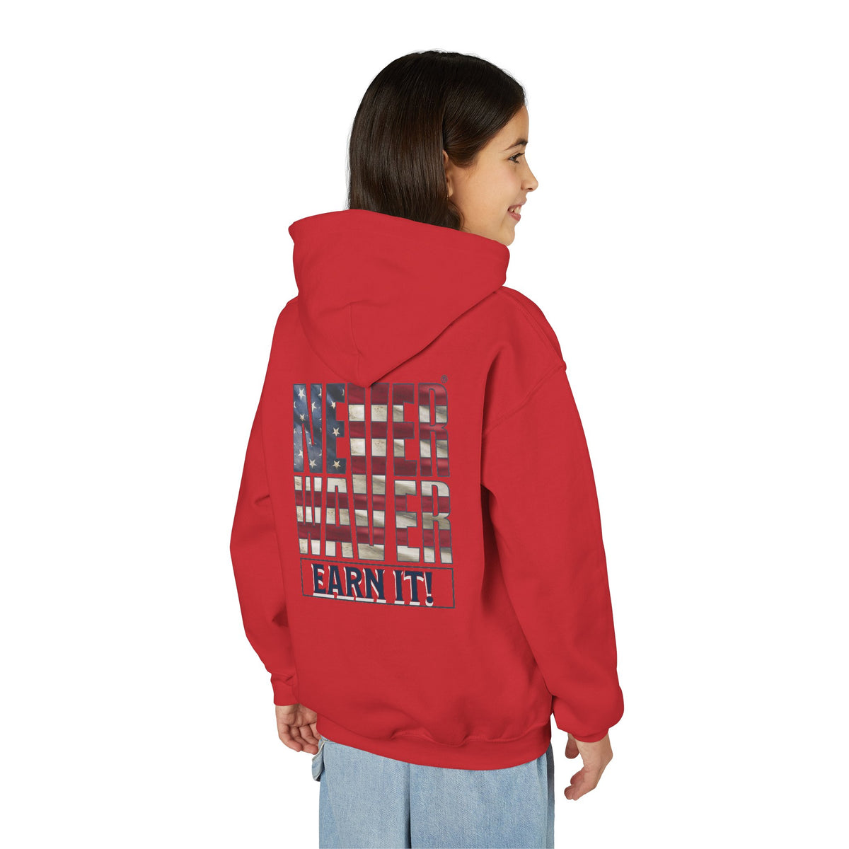 Never Waver® Earn It Youth Hoodie | Old-School Backbone