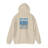 "Detroit Fans NEVER WAVER w Leopard Football" Inspirational Wear Unisex Heavy Blend™ Hooded Sweatshirt