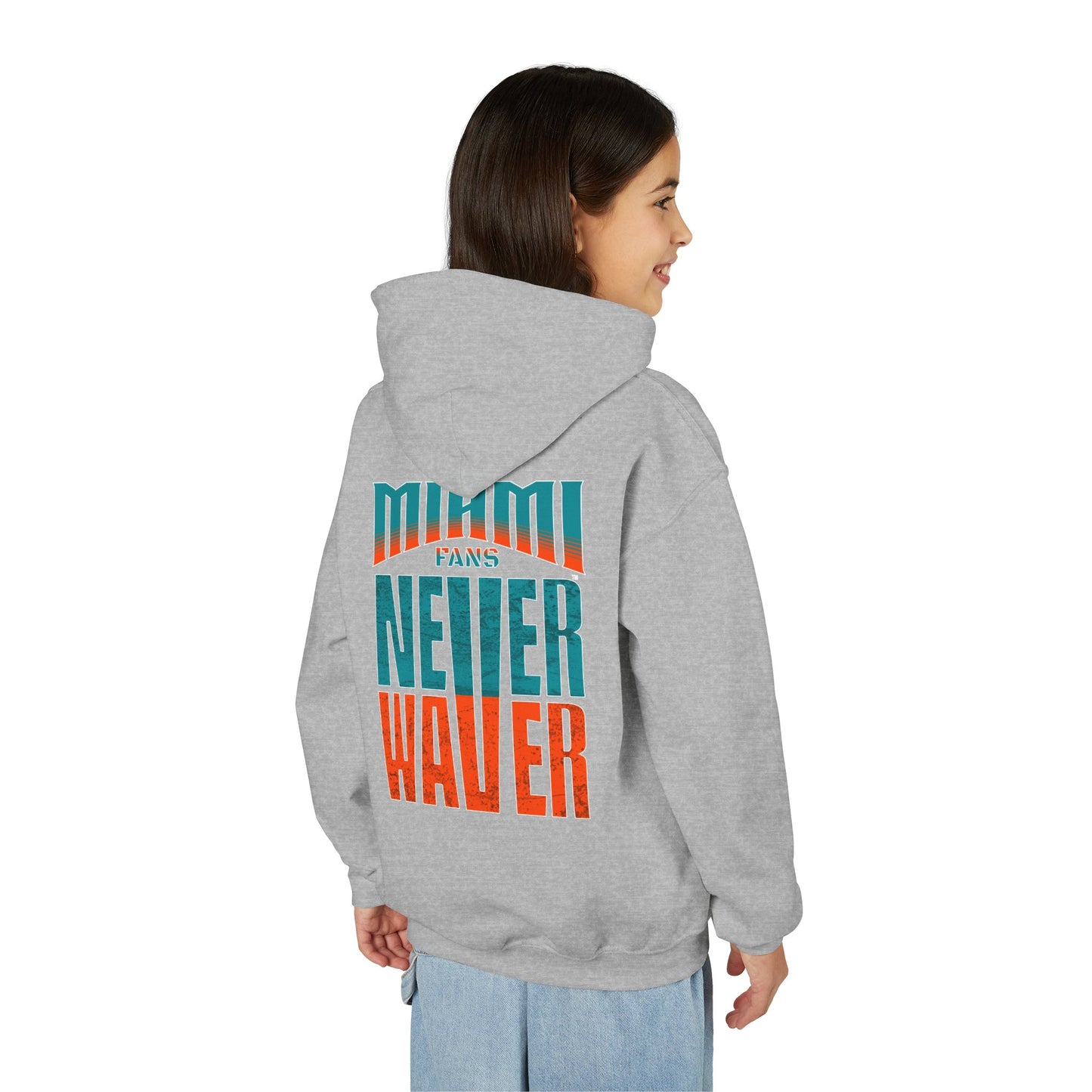 Miami Fans Never Waver Youth Heavy Blend Hooded Sweatshirt