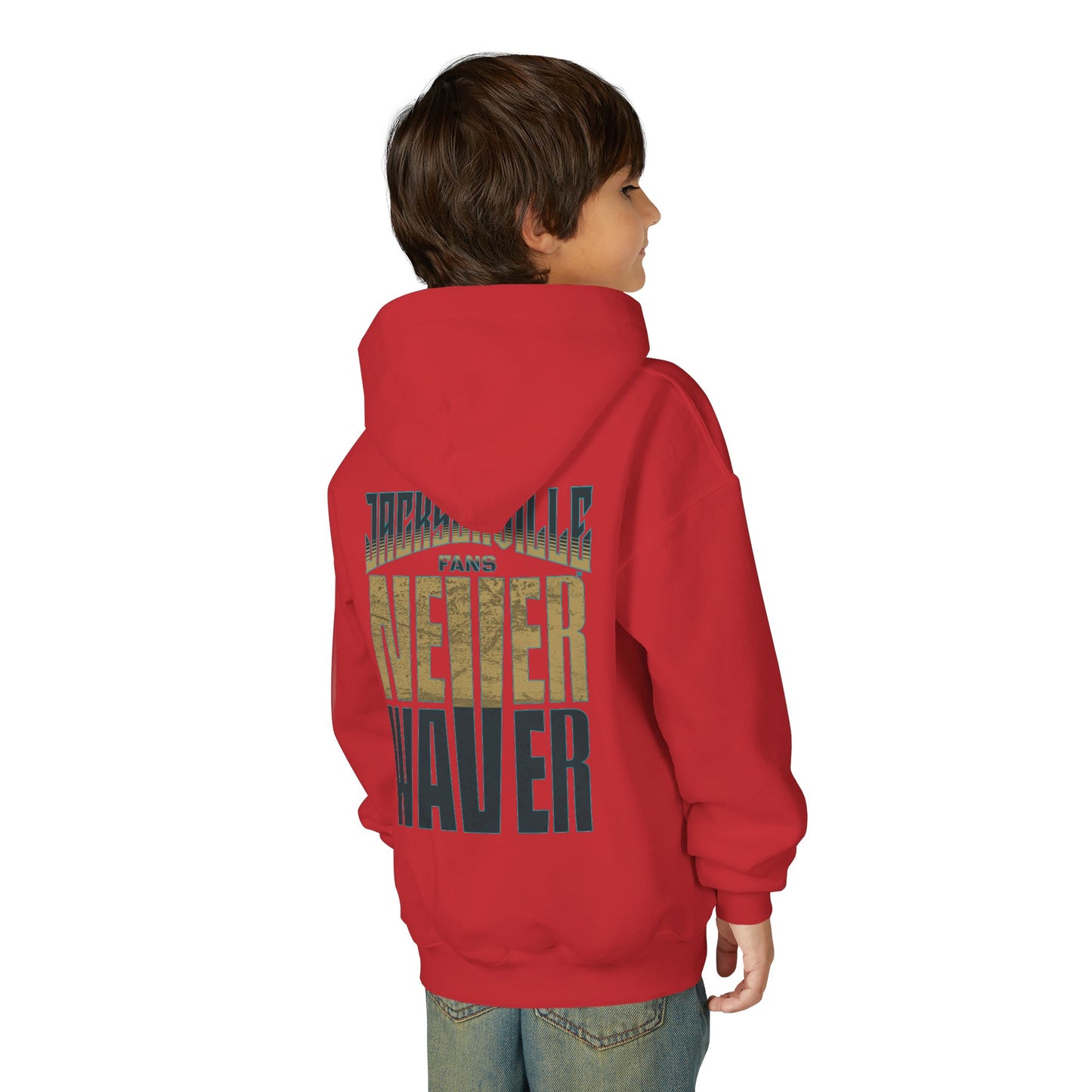 Jacksonville Fans Never Waver Youth Heavy Blend Hooded Sweatshirt