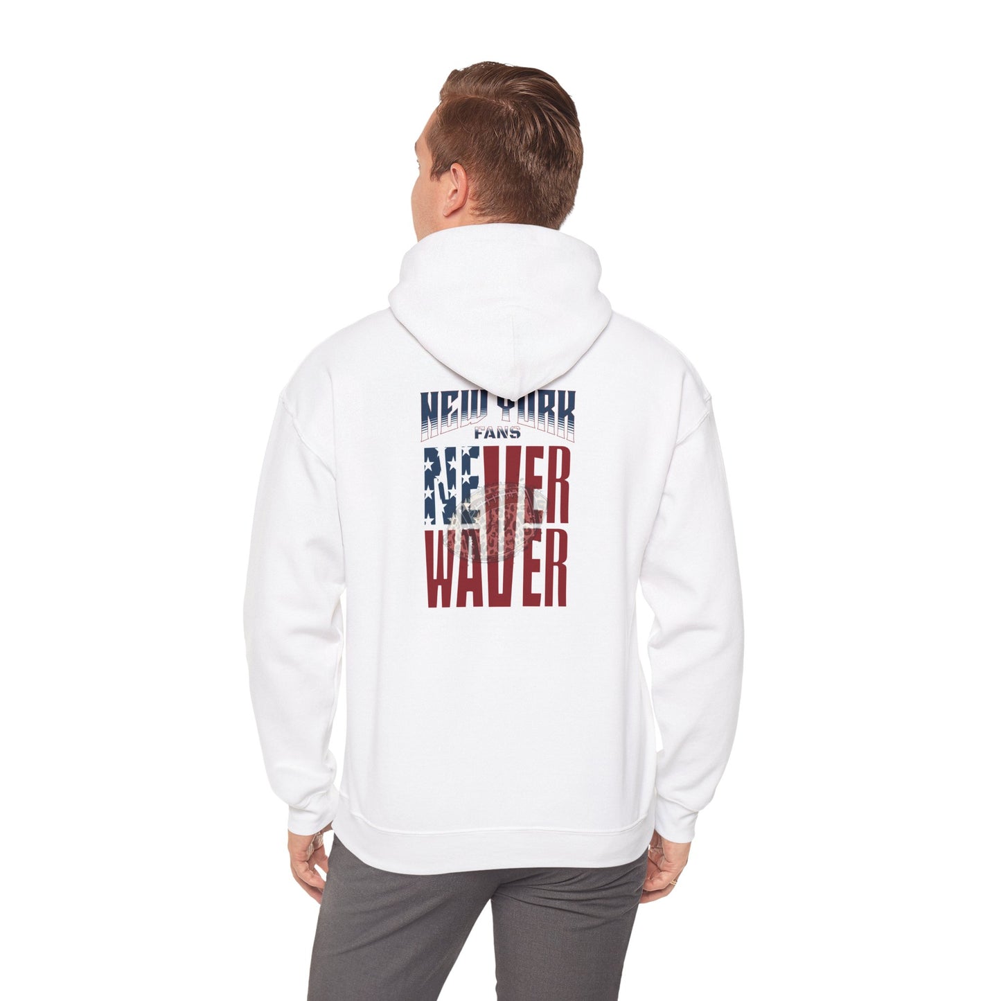 'New York Fans Never Waver W Leopard Football' American Pride Design Unisex Heavy Blend™ Hooded Sweatshirt