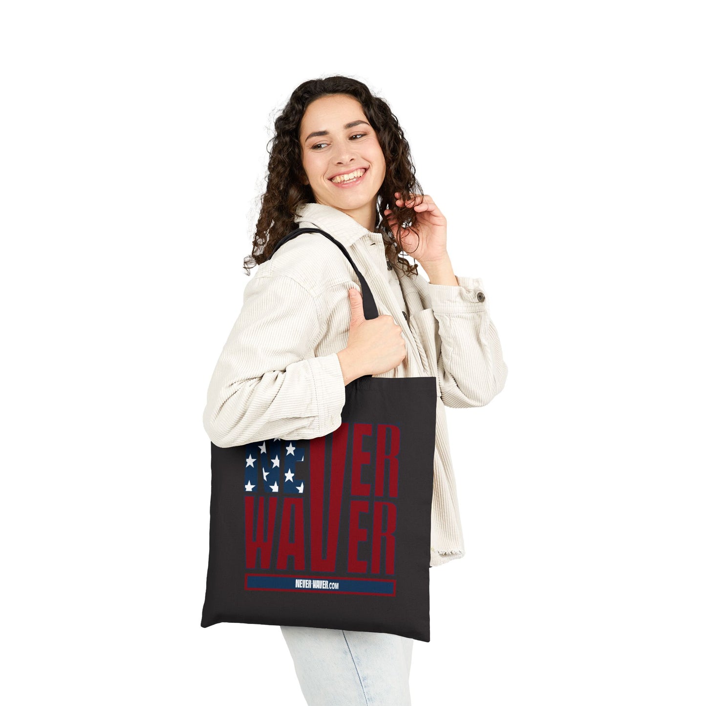 Never Waver Stylized Flag Design Cotton Canvas Tote Bag