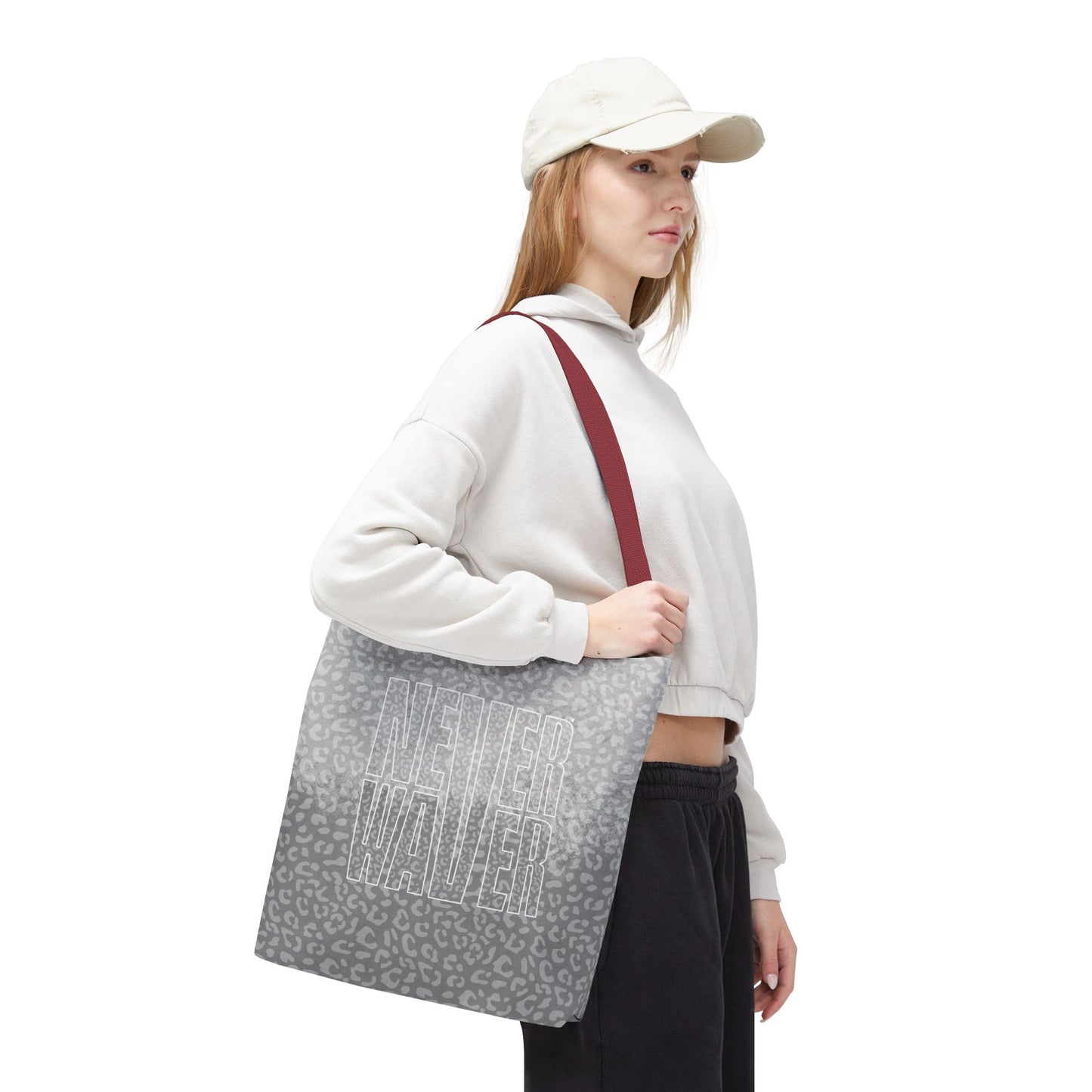Never Waver Mamma Gray Leopard Tote Bag (AOP)