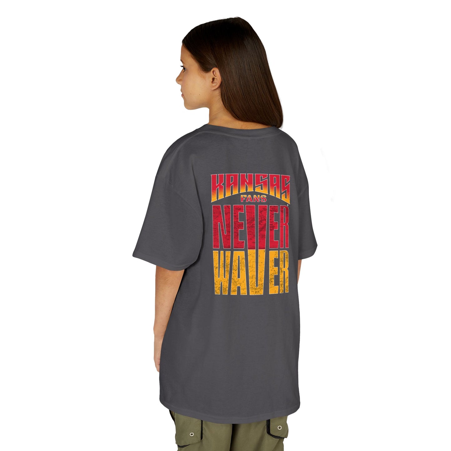 Kansas Fans Never Waver Kids Heavy Cotton™ Tee