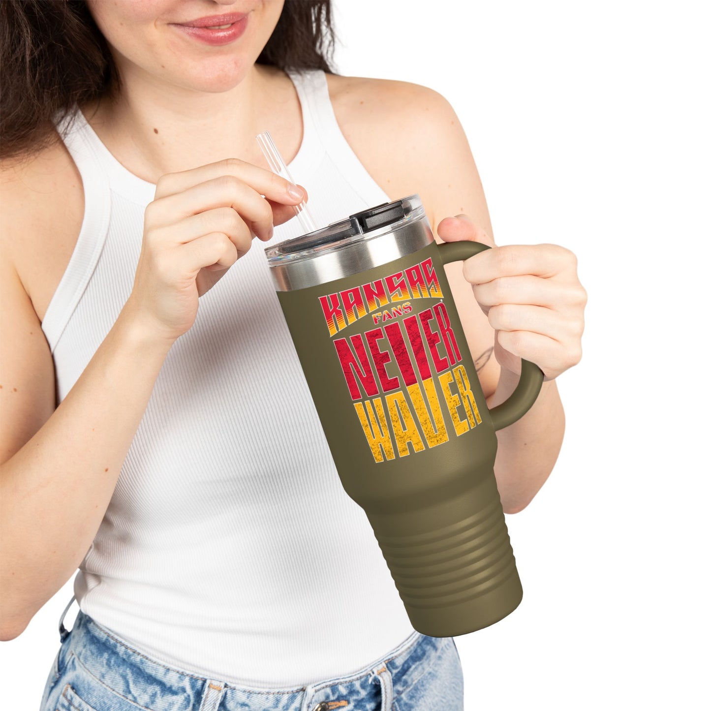 Kansas Fans Never Waver Insulated Travel Mug, 40oz