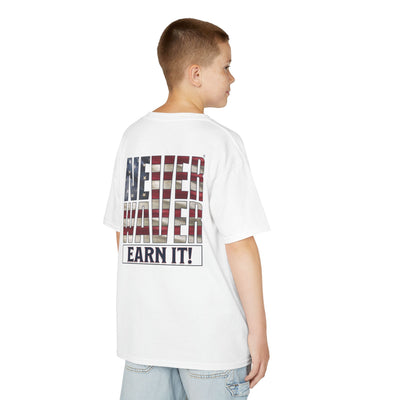 Never Waver® Earn It T-Shirt | Old-School Backbone | Kids Tee