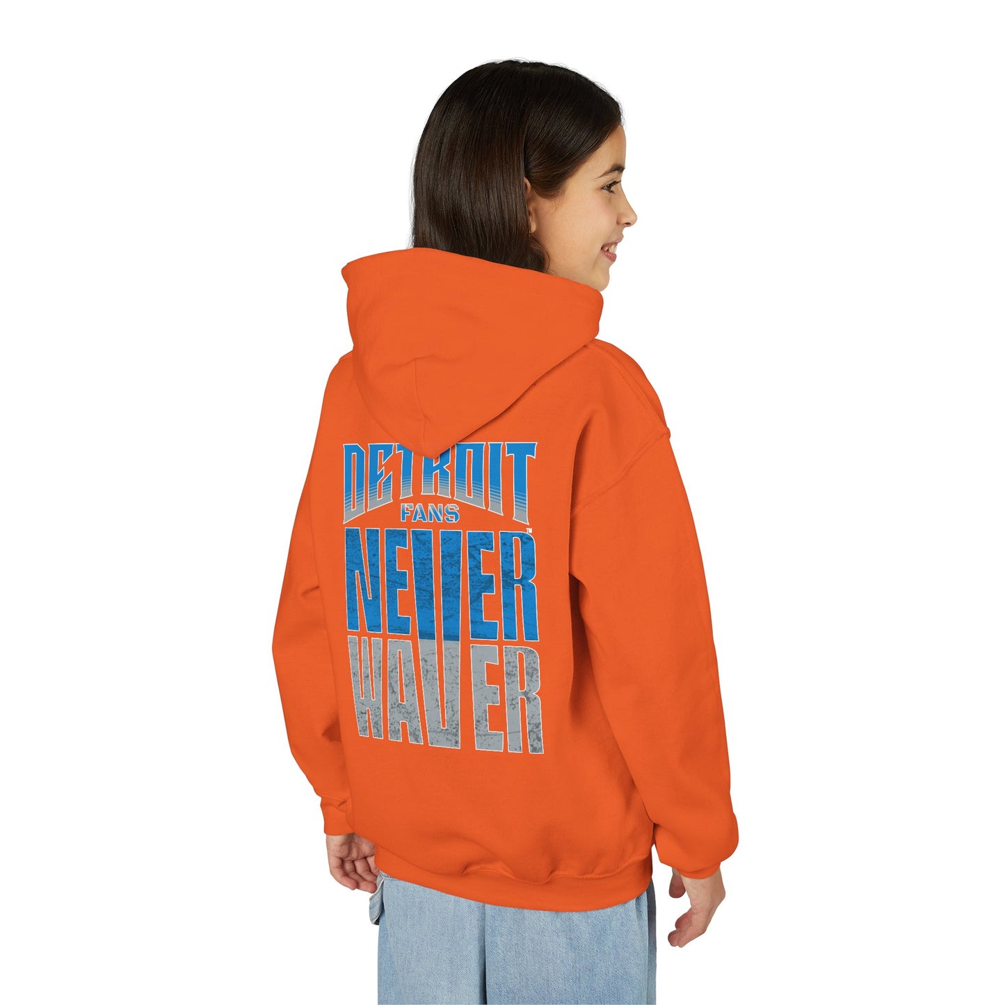 Detroit Fans Never Waver Youth Heavy Blend Hooded Sweatshirt