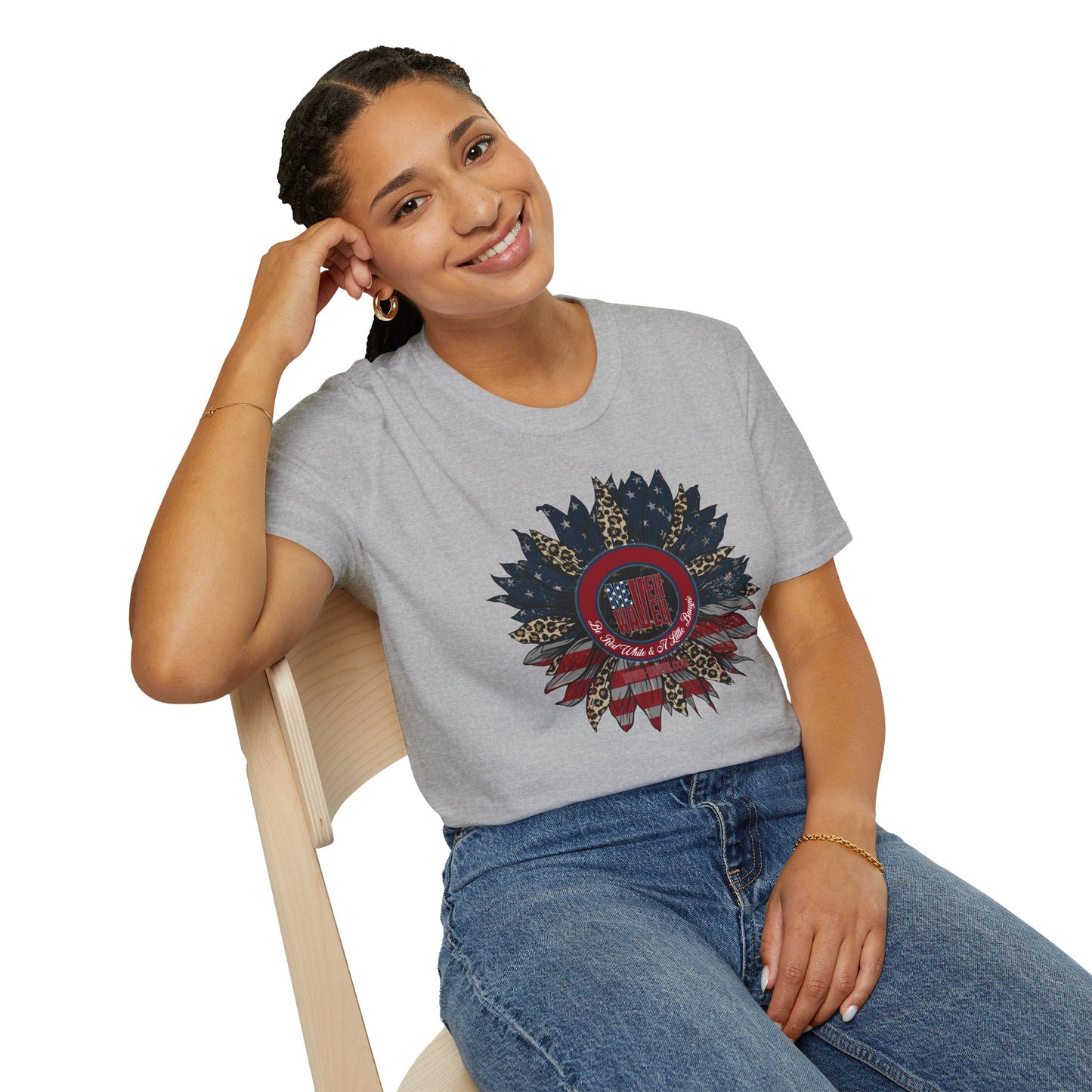 Never Waver Be Red White & a Little Bougie Unisex Softstyle T-Shirt
