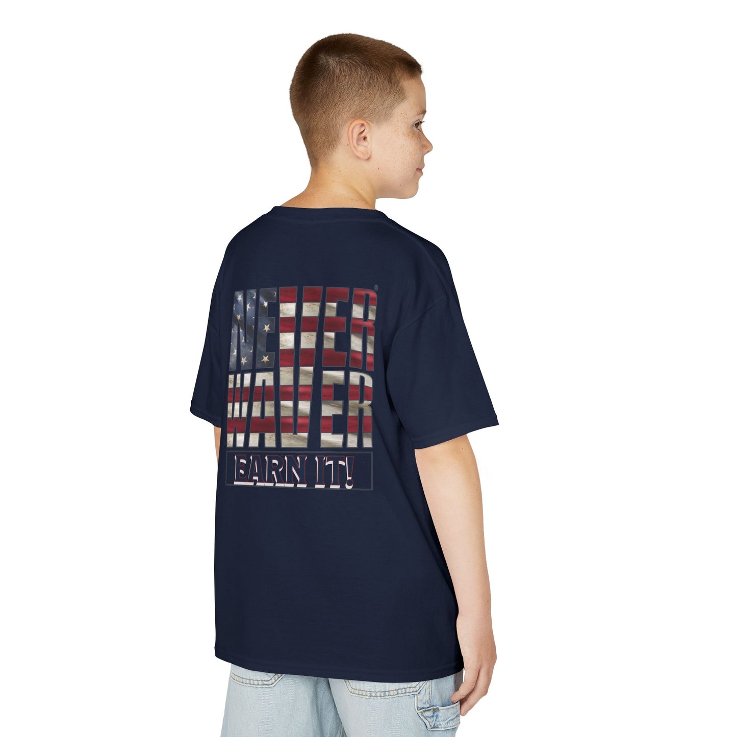 Never Waver® Earn It T-Shirt | Old-School Backbone | Kids Tee