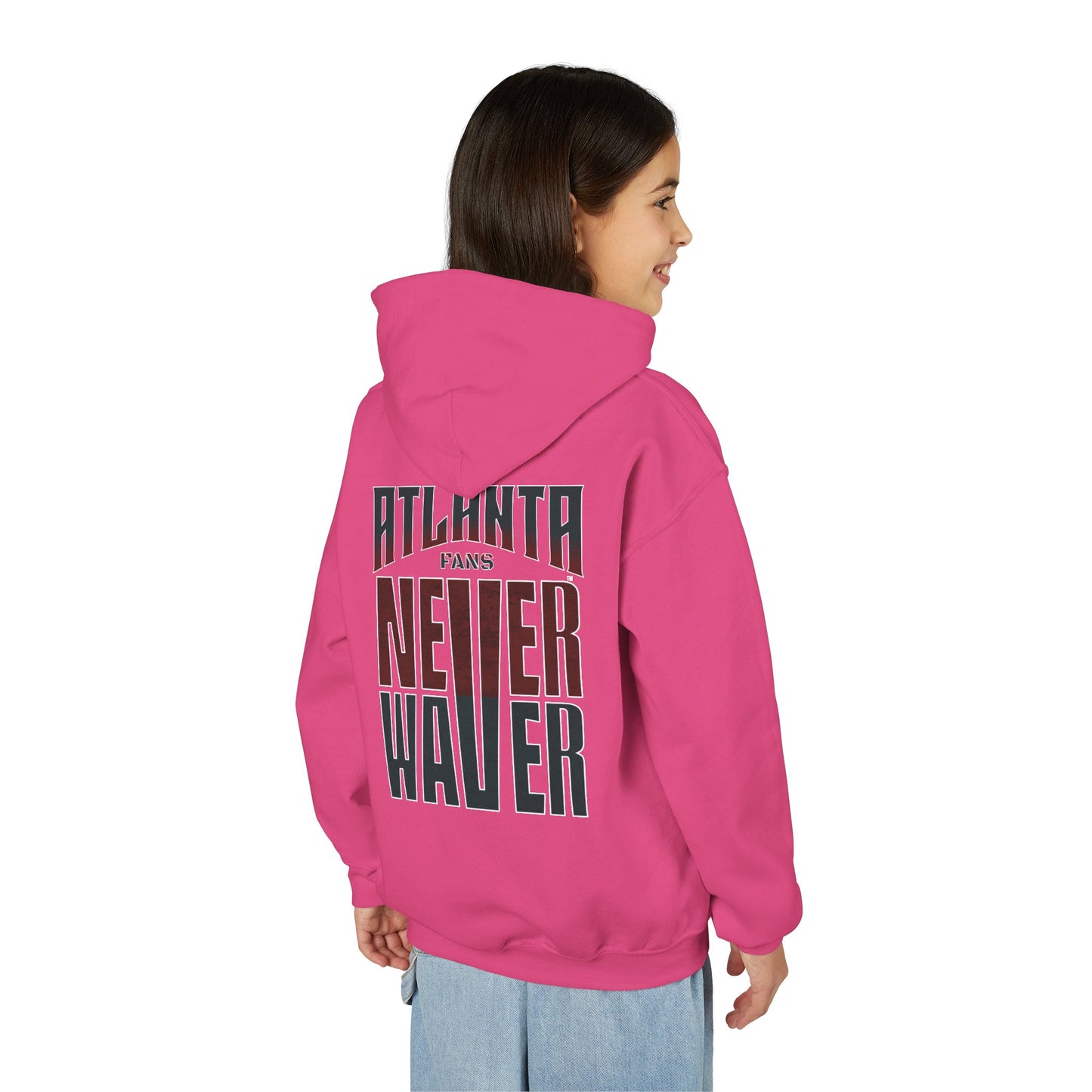 Atlanta Fans Never Waver Youth Heavy Blend Hooded Sweatshirt