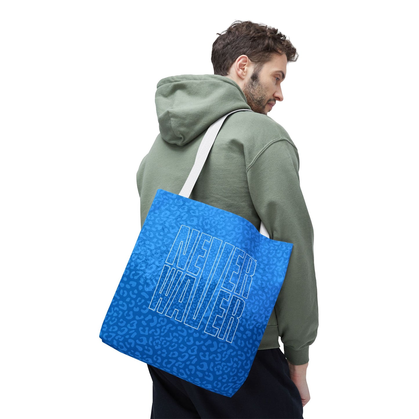 Never Waver Mamma Blue Leopard Tote Bag (AOP)