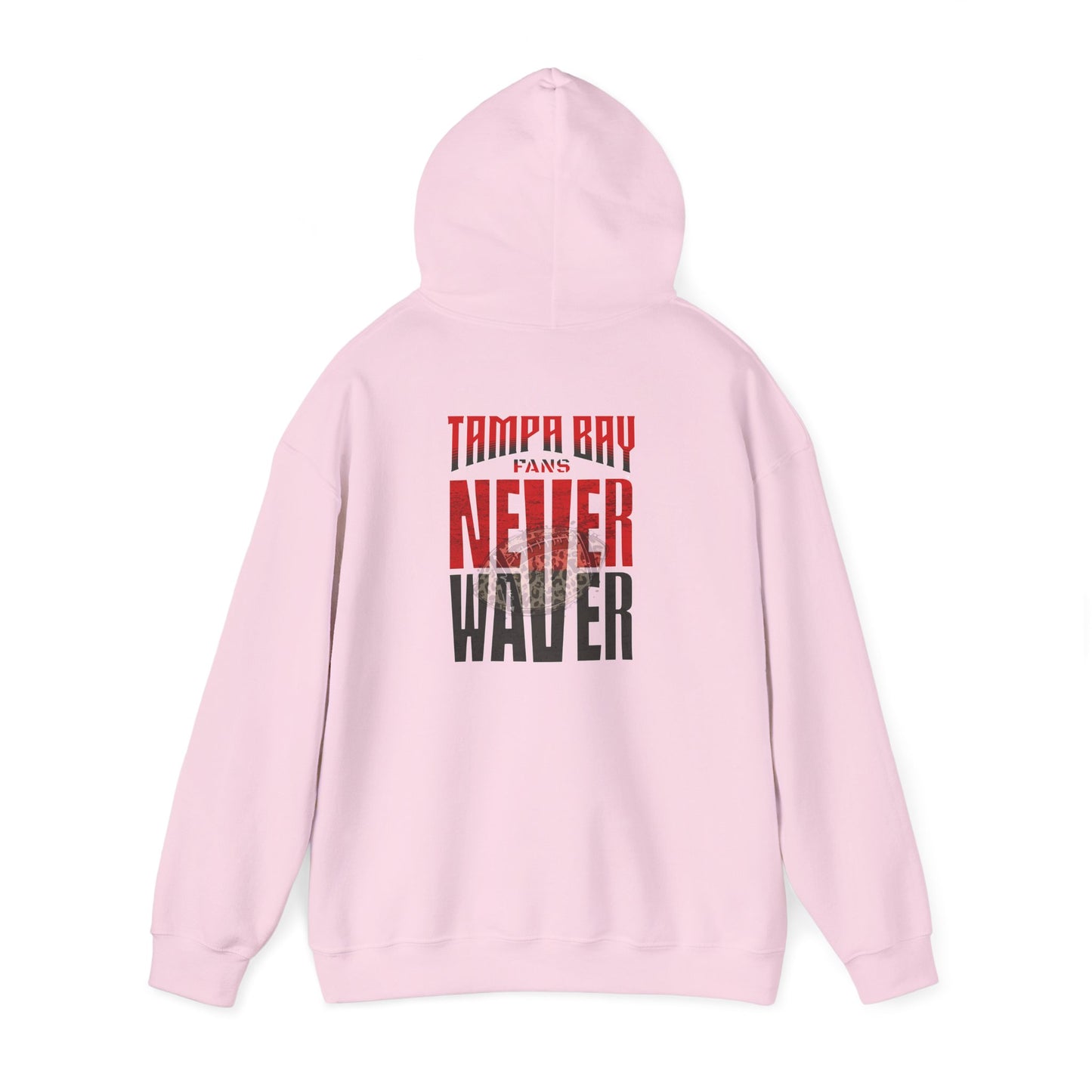 Tampa Bay Fans  Never Waver  w Leopard Football Unisex Heavy Blend™ Hoodie - Perfect for Sports Fans