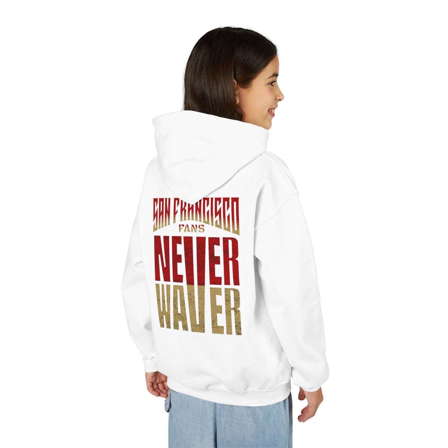 San Francisco Fans Never Waver Youth Heavy Blend Hooded Sweatshirt