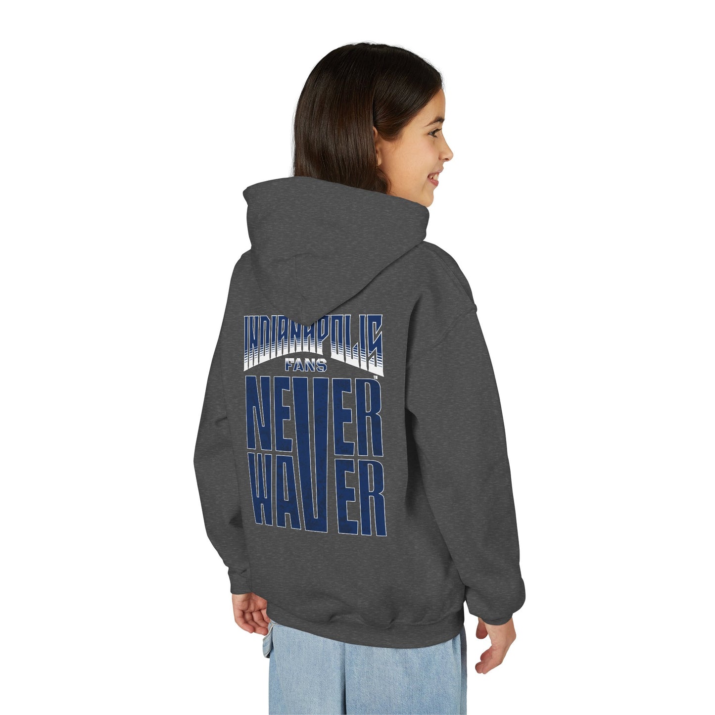 Indianapolis Fans Never Waver Youth Heavy Blend Hooded Sweatshirt