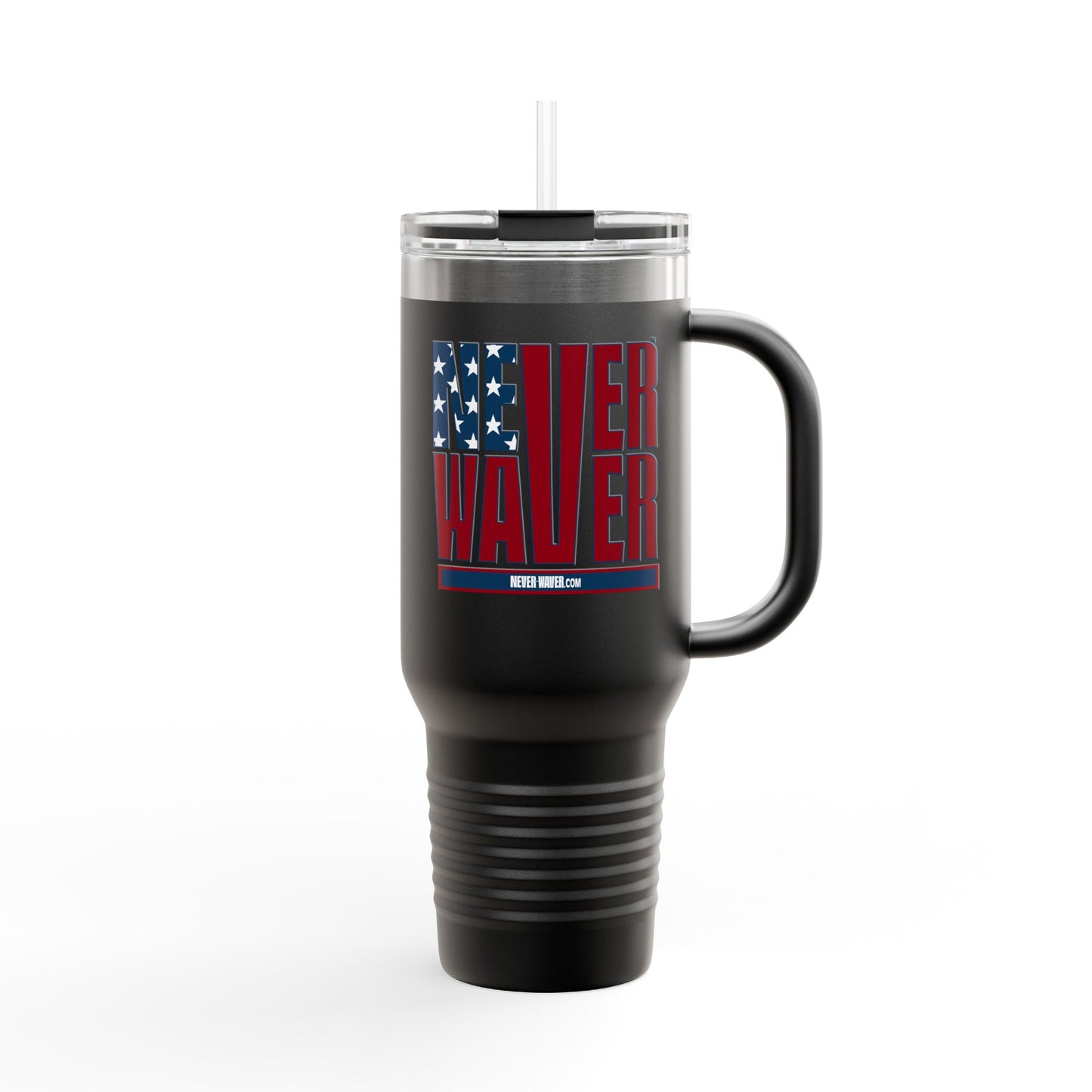 Never Waver Stylized Flag Design  Insulated Travel Mug, 40oz