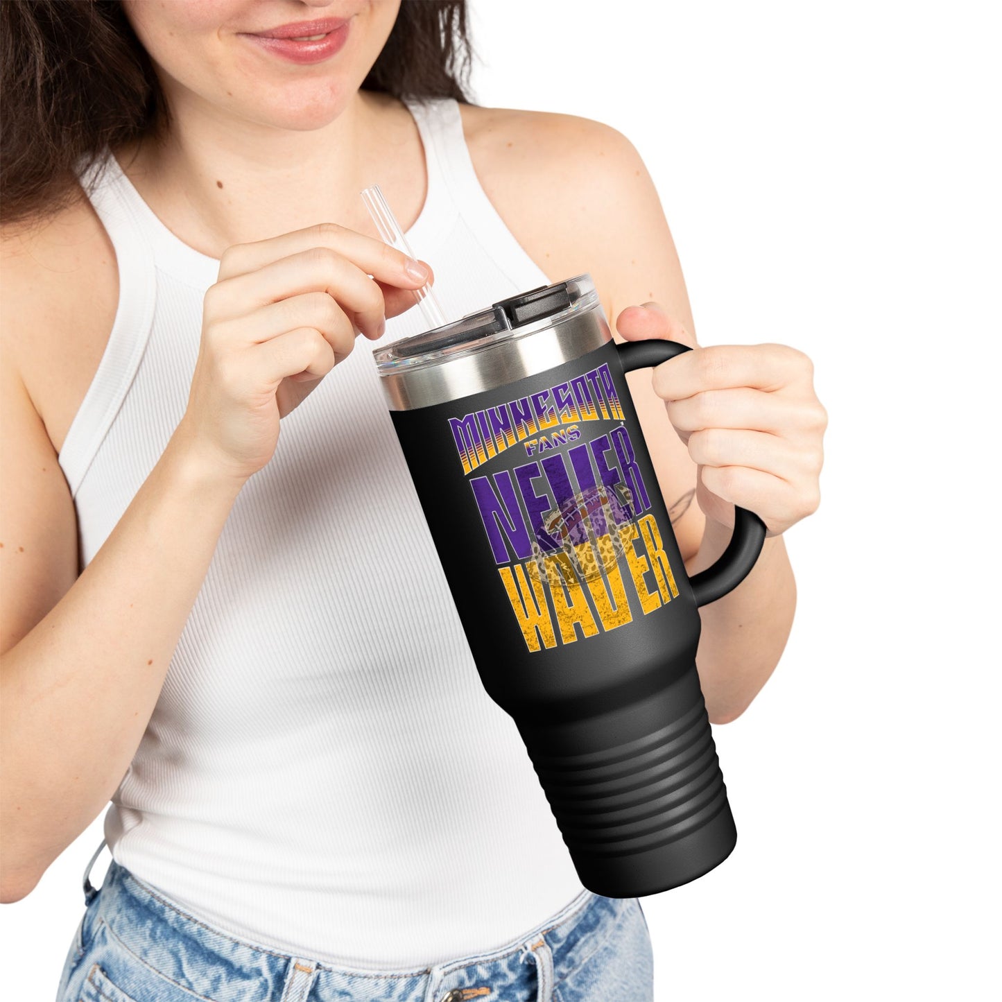 Minnesota Never Waver W-Leopard Football Insulated Travel Mug, 40oz