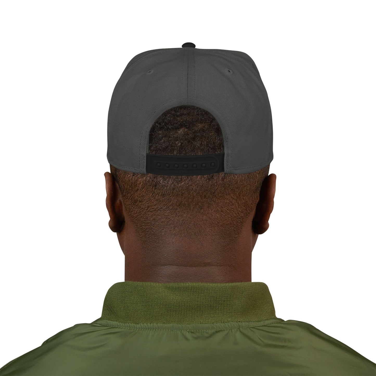 Never Waver Embroidered Square Script Snapback Hat — Bold Monochrome Streetwear