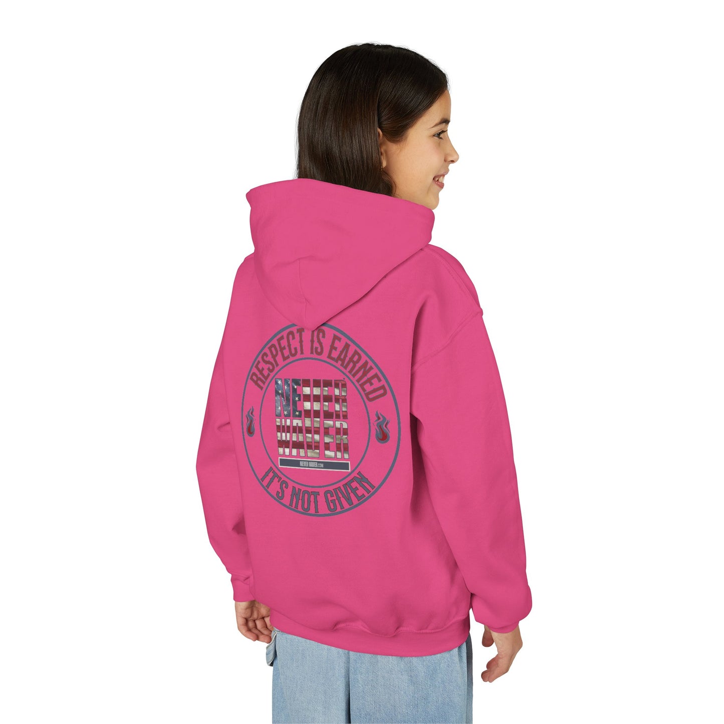 Youth Heavy Blend Hoodie - "Respect is Earned Never Waver It's Not Given" Motivational Sweatshirt