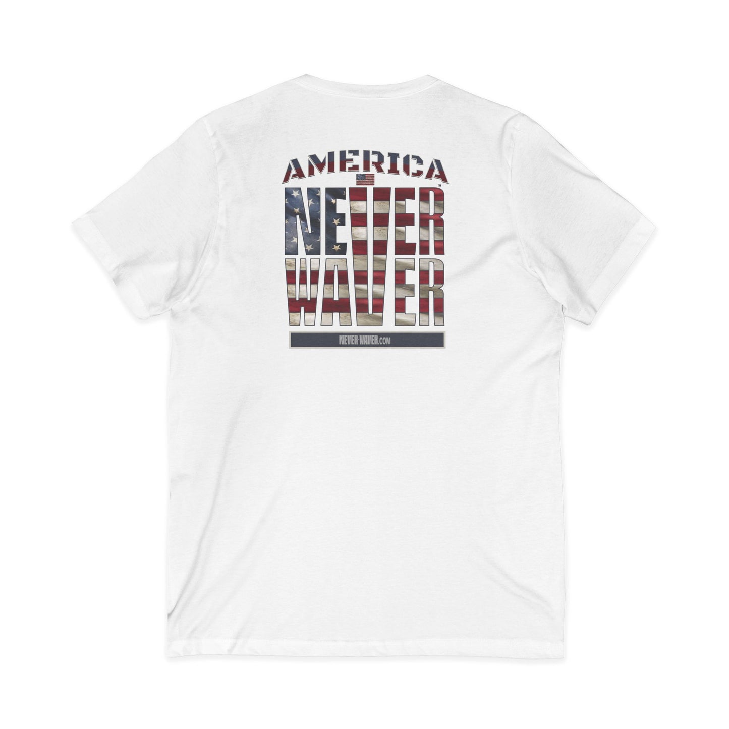 'America Never Wavers' Patriotic Shirt Unisex V-Neck Tee