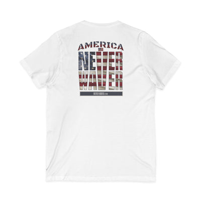 'America Never Wavers' Patriotic Shirt Unisex V-Neck Tee