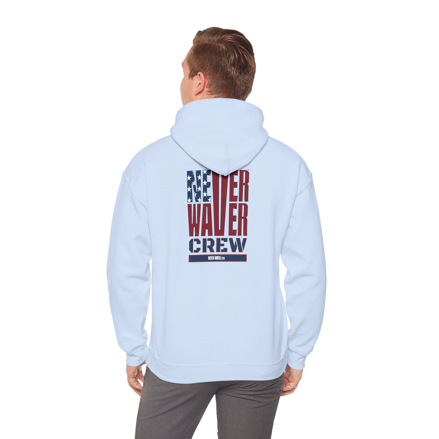 Never Waver Crew with  American Flag Design Unisex Heavy Blend™ Hoodie