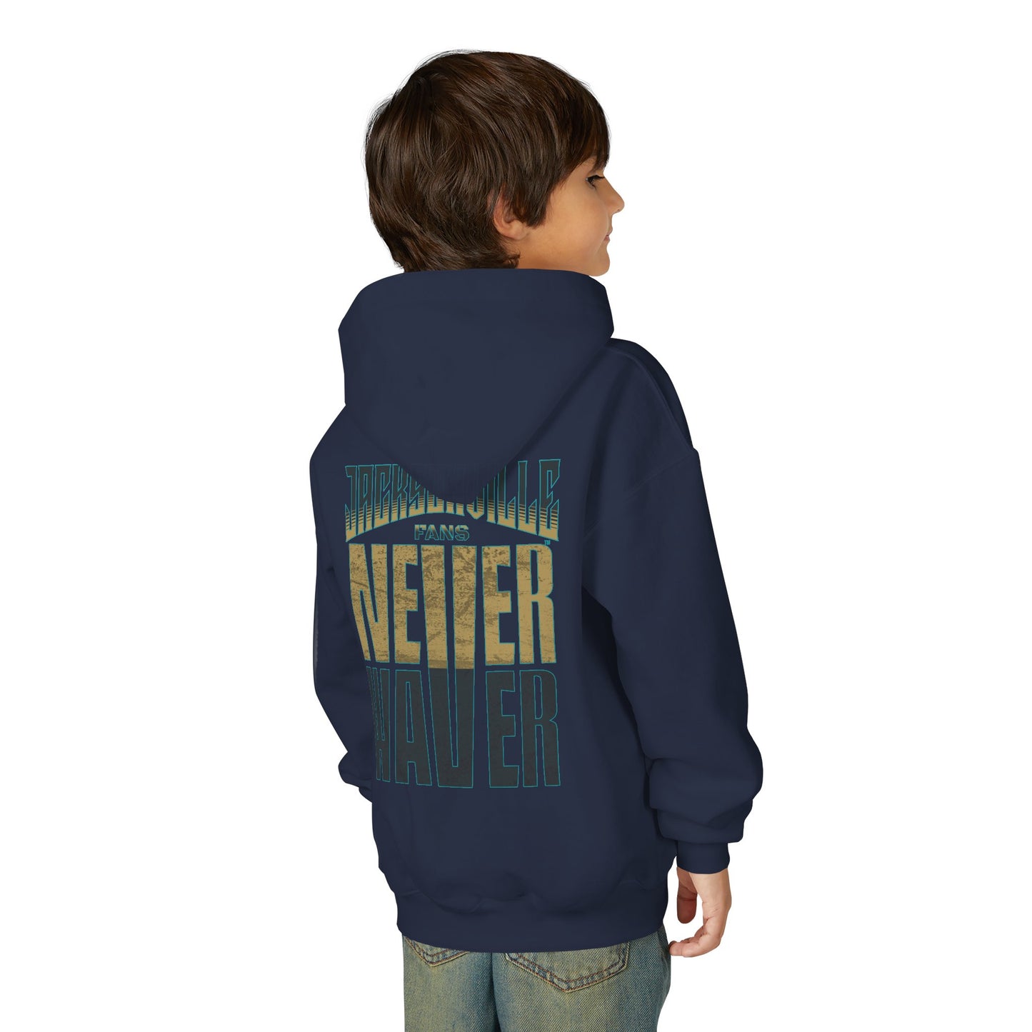 Jacksonville Fans Never Waver Youth Heavy Blend Hooded Sweatshirt