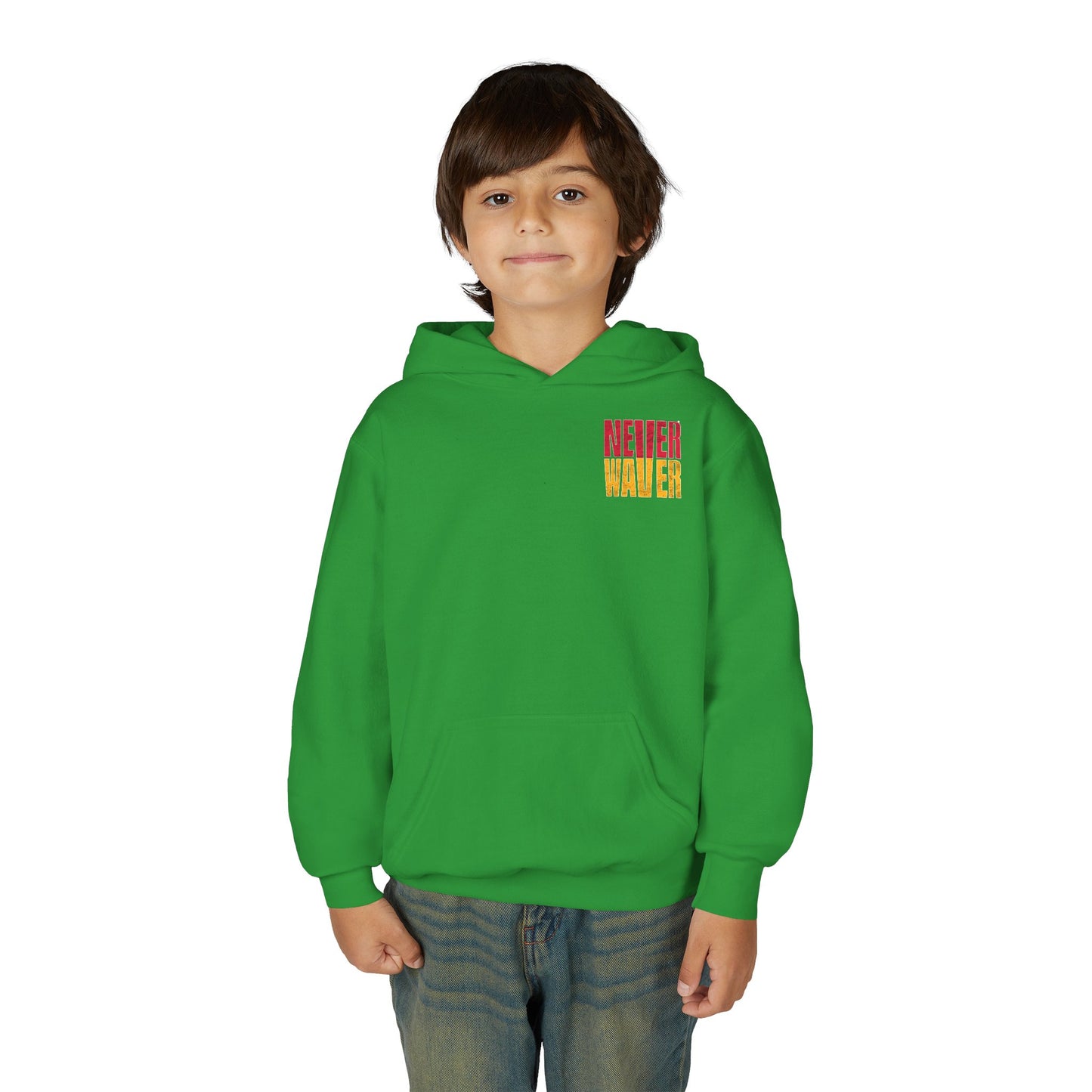 Kansas Fans Never Waver Youth Heavy Blend Hooded Sweatshirt