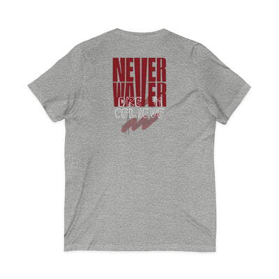 Never Waver Dream Believe Achieve Motivational V-Neck Tee