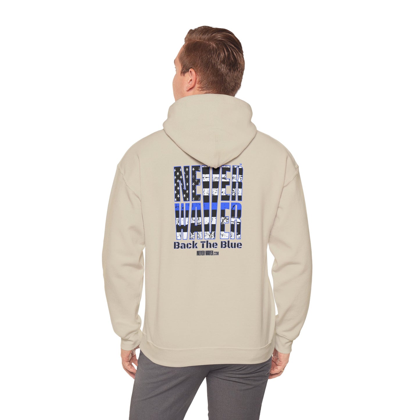 Never Waver Back The Blue Hoodie - Unisex Heavy Blend Sweatshirt