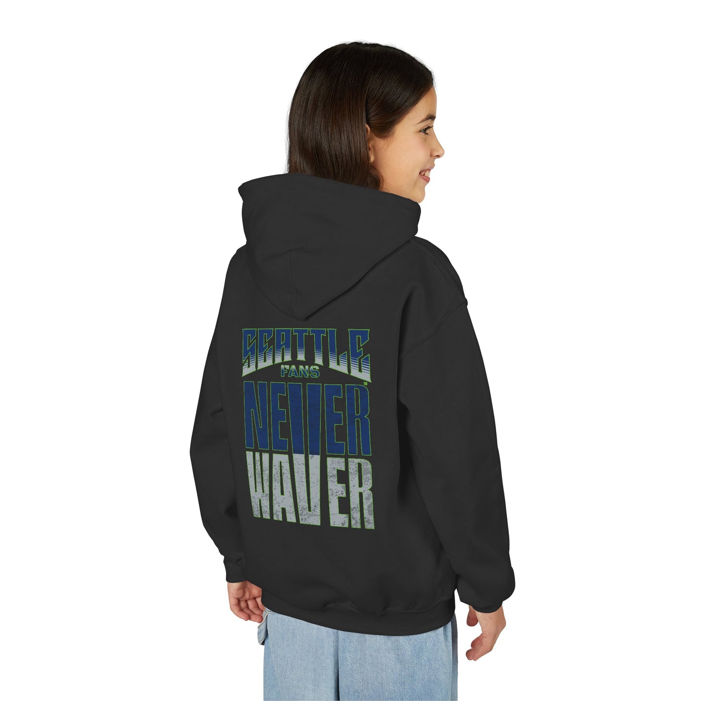 Seattle Fans Never Waver Youth Heavy Blend Hooded Sweatshirt
