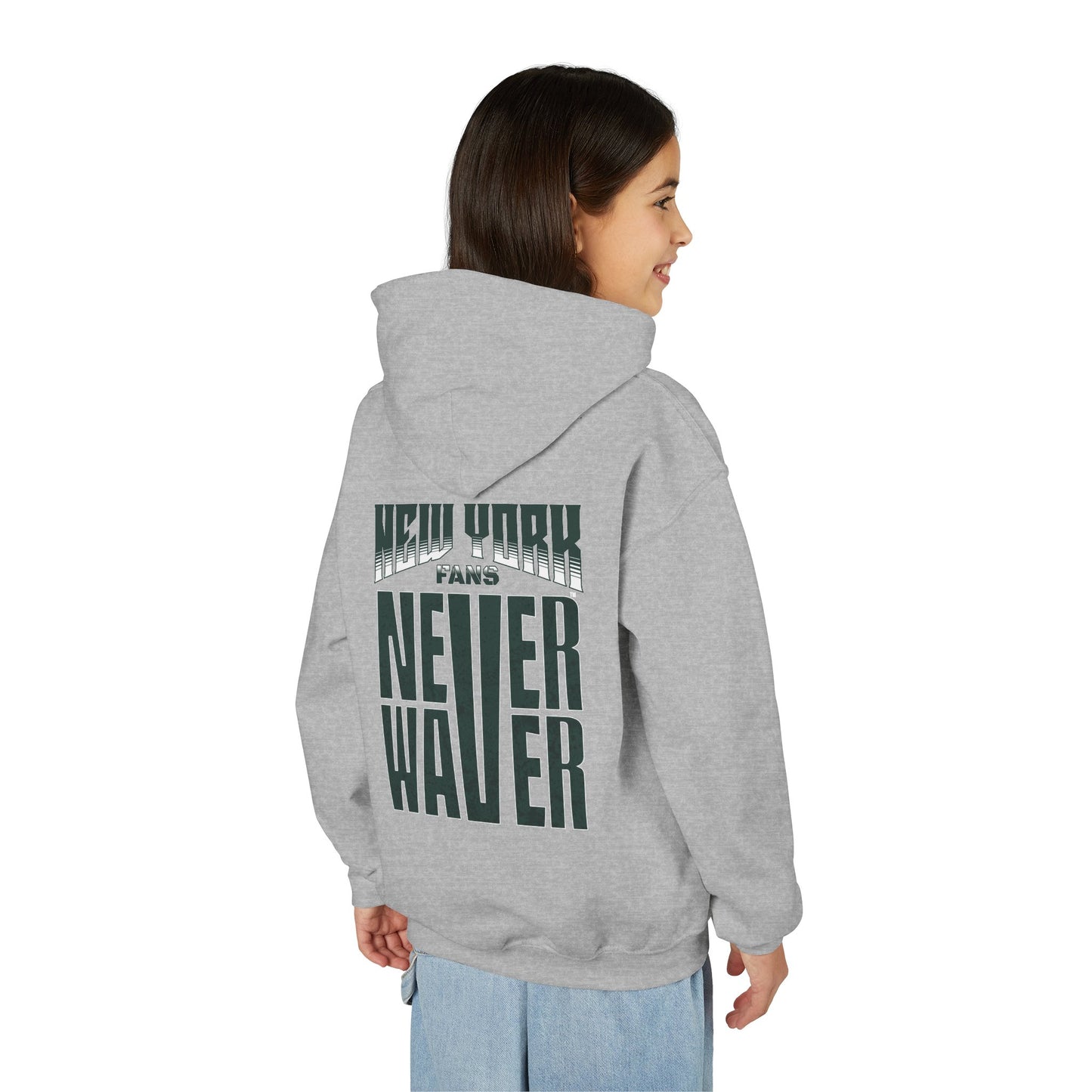 New York Fans Never Waver Youth Heavy Blend Hooded Sweatshirt