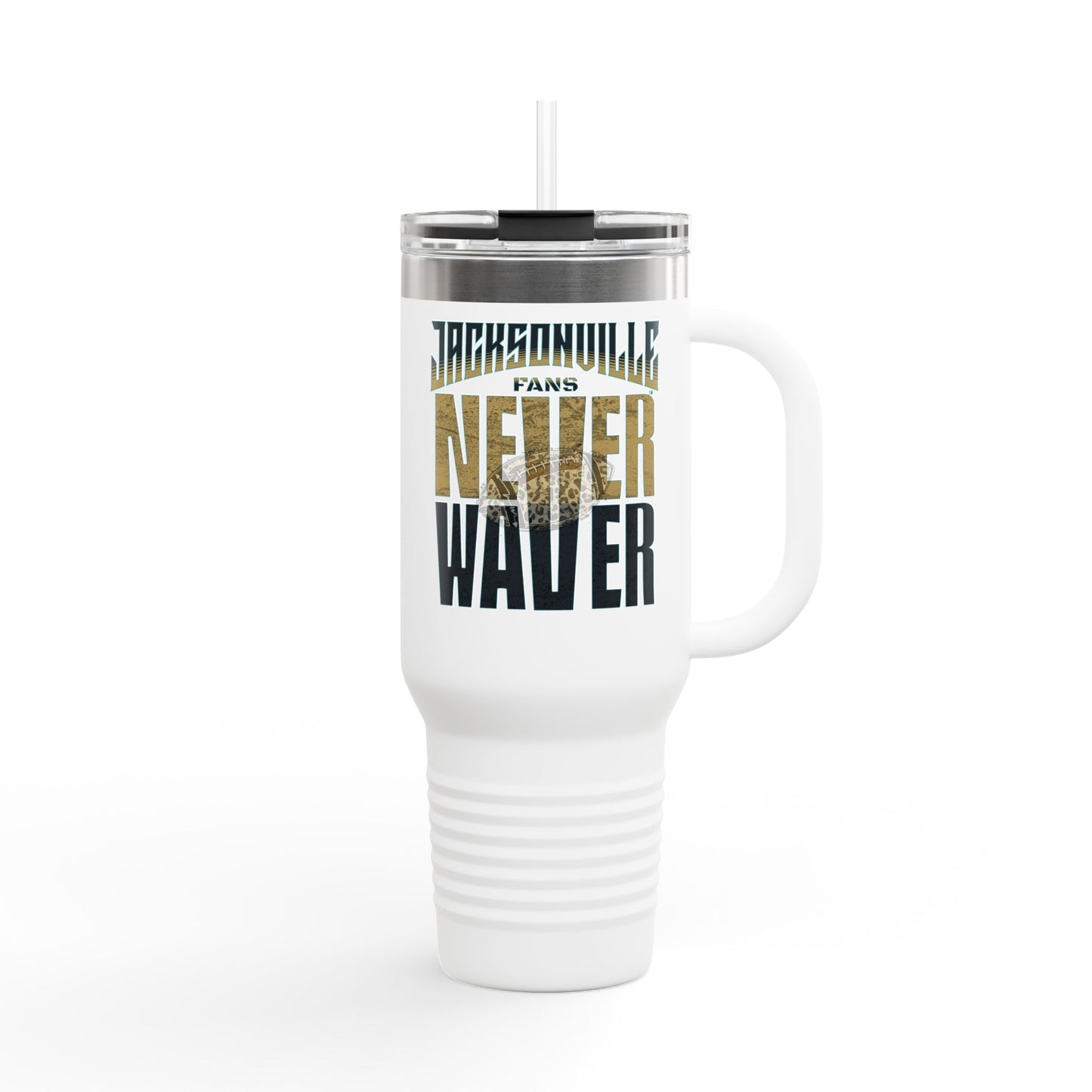 Jacksonville Fans Never Waver W-Leopard Football Insulated Travel Mug, 40oz
