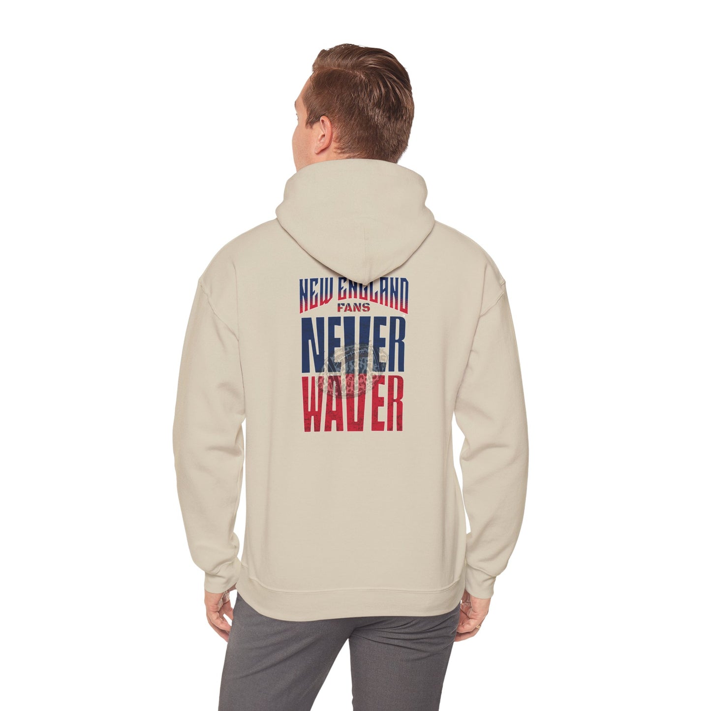 New England Fans Never Waver w Leopard football Unisex Heavy Blend™ Hooded Sweatshirt