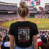 Women's Crop Tee — "Never Waver" Baseball Graphic Tee (Came Out Swinging)