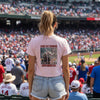 Women's Crop Tee — "Never Waver" Baseball Graphic Tee (Came Out Swinging)