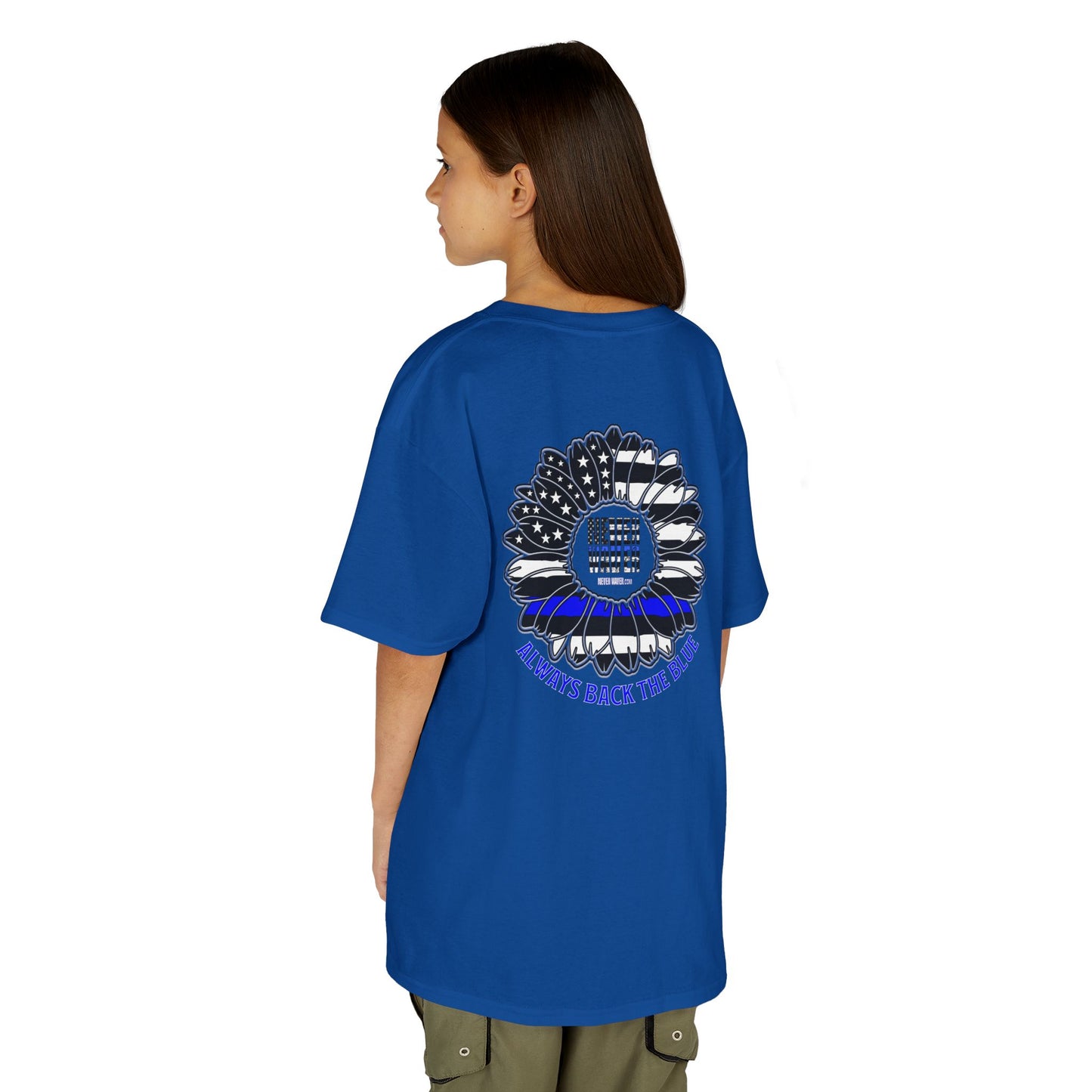 Never Waver Always Back The Blue   Kids Heavy Cotton™ Tee
