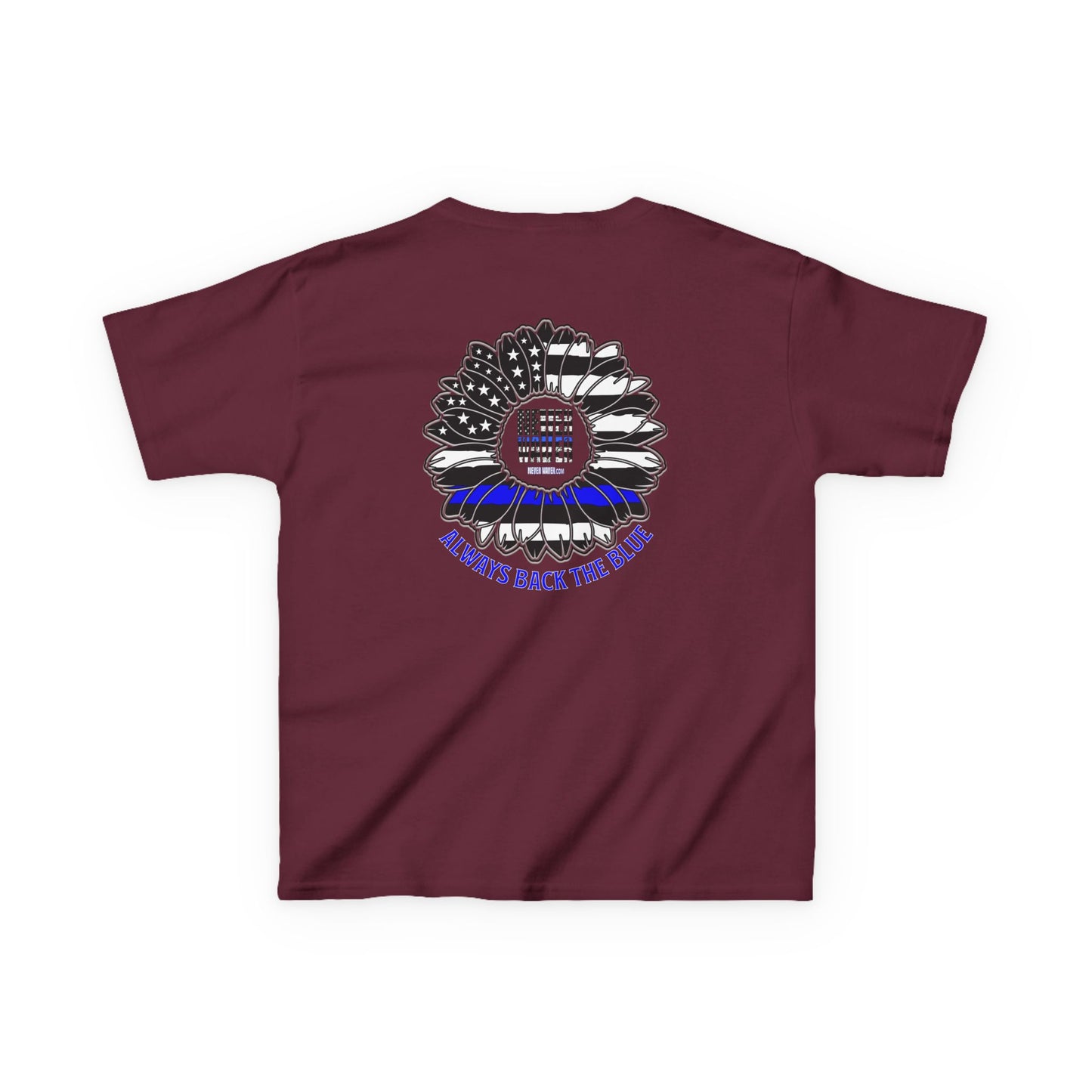 Never Waver Always Back The Blue   Kids Heavy Cotton™ Tee