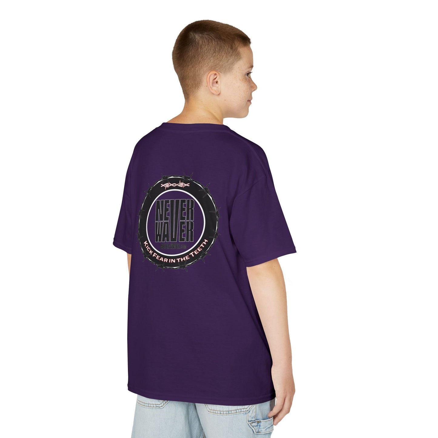 NEVER WAVER KICK FEAR IN THE TEETH Kids Heavy Cotton™ Tee