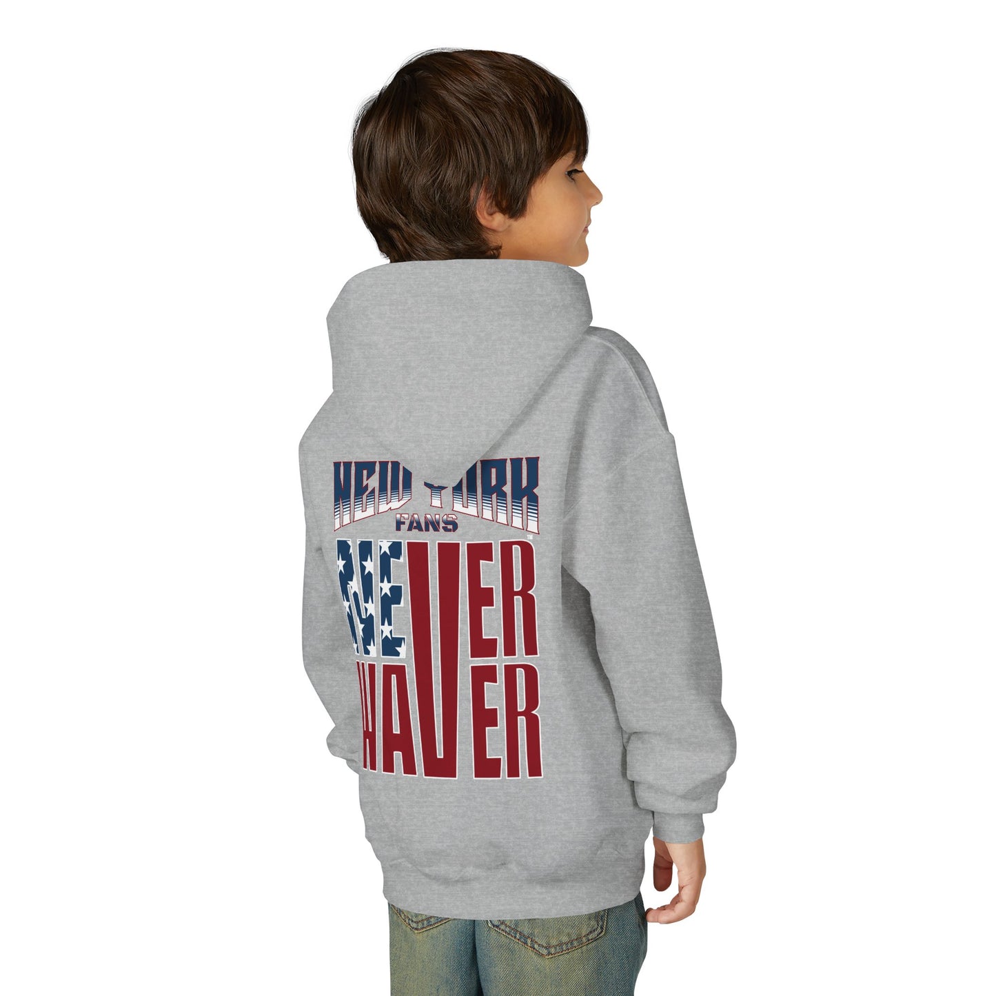 New York Fans Never Waver Youth Heavy Blend Hooded Sweatshirt